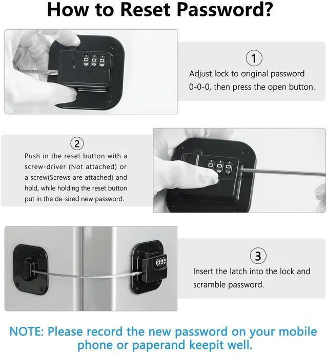 Alt view image 4 of 6 - Refrigerator Lock, Heavy Duty Fridge Lock, Combination Lock for Refrigerator Cabinets, Drawers, Safety, Easy Install No Keys Needed (Black-2Pack)