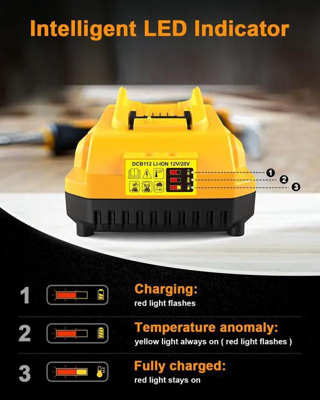 Alt view image 4 of 7 - DCB112 20V MAX Battery Charger Replacement for Dewalt Battery Charger, Compatible with Dewalt 12V-20V Battery