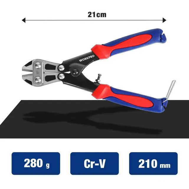 Alt view image 3 of 7 - Mini Bolt Cutter 8-inch, Spring Loaded Small Heavy Duty Wire Cable Cutter, Snips Clippers with Soft Anti-Slip Handle