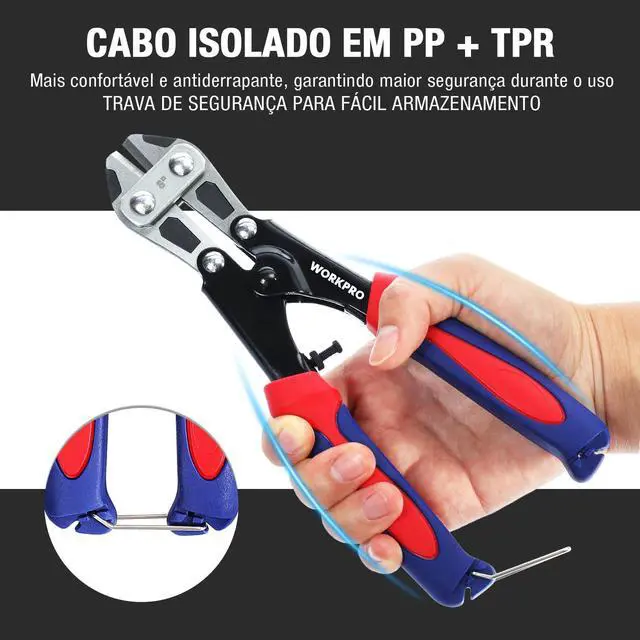 Alt view image 7 of 7 - Mini Bolt Cutter 8-inch, Spring Loaded Small Heavy Duty Wire Cable Cutter, Snips Clippers with Soft Anti-Slip Handle