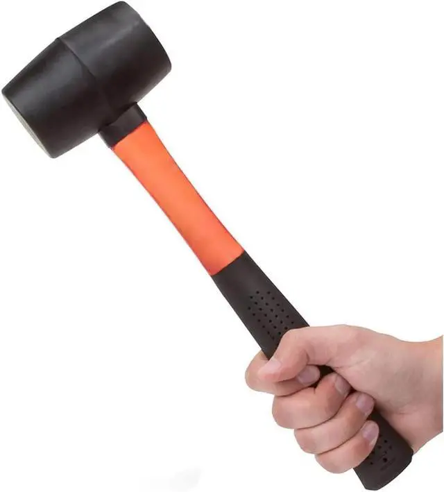 Alt view image 3 of 6 - Rubber Mallet Hammer 16 oz - Durable Eco-friendly Rubber Hammer Head for Camping, Flooring, Tent Stakes, Woodworking, Soft Blow Tasks without Damage - Ergonomic Grip Handle (2)