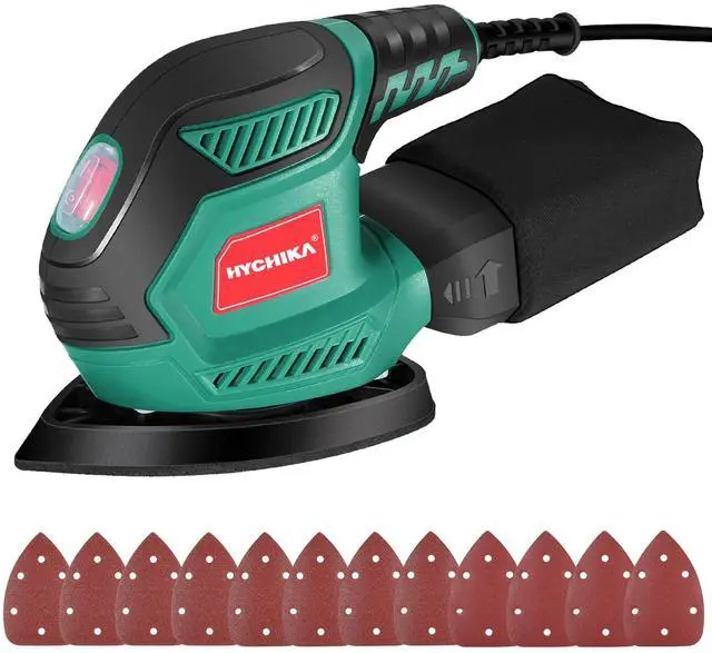 Main image of HYCHIKA Detail Sander, 14,000 OPM Compact Electric Sander Tool with 12 Pcs Sandpapers,Efficiency Dust Collection System,Suitable for Tight Spaces Sanding,Polishing,Removing Paint in Home Decoration
