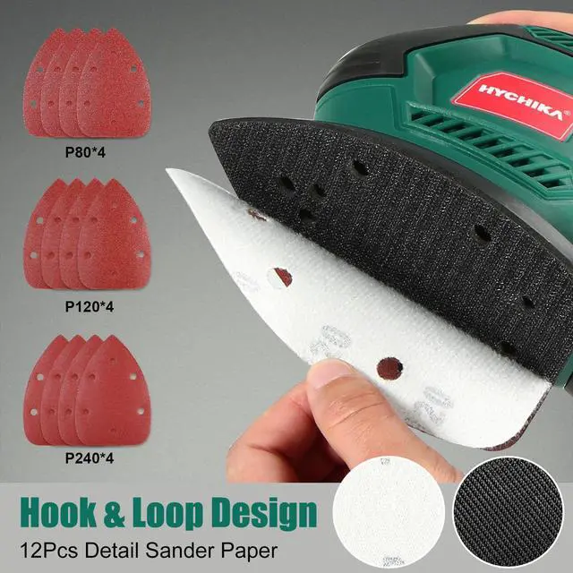 Alt view image 3 of 7 - HYCHIKA Detail Sander, 14,000 OPM Compact Electric Sander Tool with 12 Pcs Sandpapers,Efficiency Dust Collection System,Suitable for Tight Spaces Sanding,Polishing,Removing Paint in Home Decoration