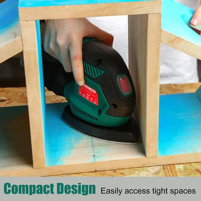 Alt view image 6 of 7 - HYCHIKA Detail Sander, 14,000 OPM Compact Electric Sander Tool with 12 Pcs Sandpapers,Efficiency Dust Collection System,Suitable for Tight Spaces Sanding,Polishing,Removing Paint in Home Decoration
