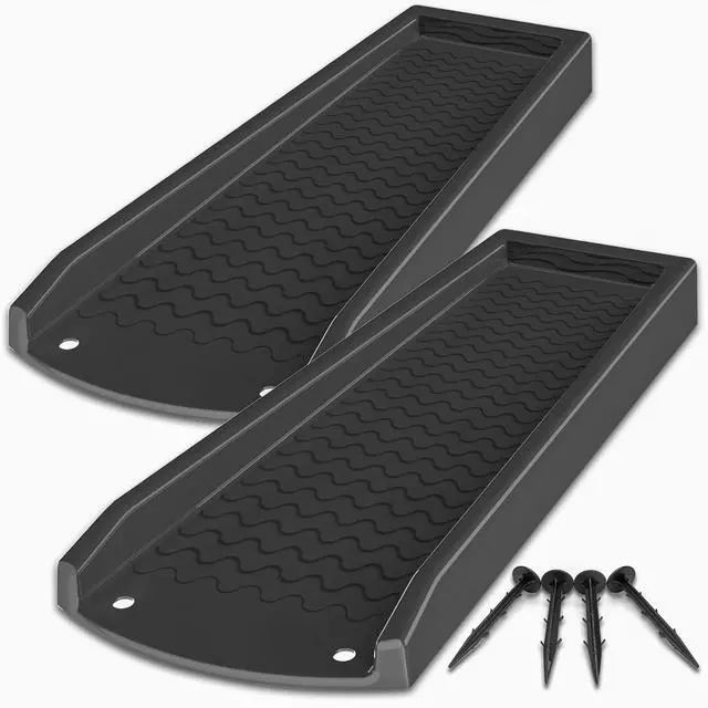 Main image of 2 Pack Downspout Splash Block, 24" Rain Gutter Downspout Extensions | with 4pc Fixing Nails,Gutter Downspout Splash Block, Drainage to Protect House Foundations (4 Piece|Black)