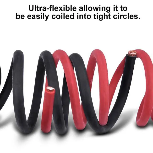 Alt view image 5 of 7 - 6 Gauge 6 AWG Wire 10 Feet Black + 10 Feet Red Ultra Flexible Welding Battery Pure Copper Cable + 5pcs of 5/16" & 5pcs 3/8" Copper Cable Lug Terminal Connectors+Heat Shrink Tubing