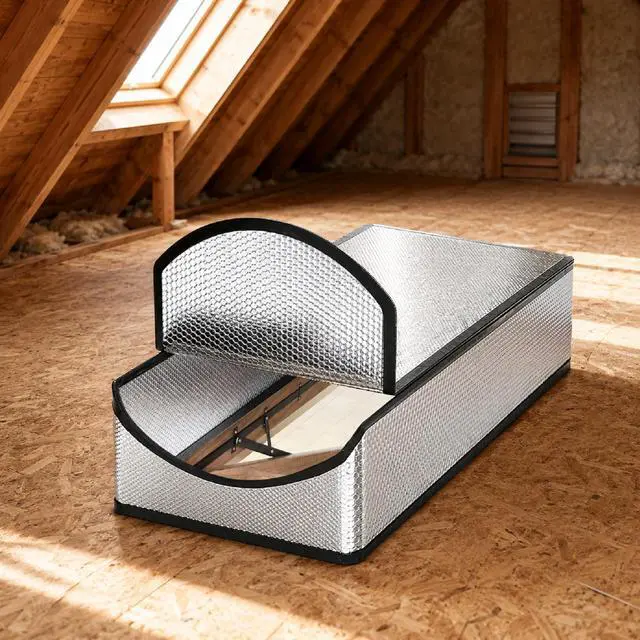 Alt view image 7 of 7 - Attic Door Insulation Cover 25"x54"x11", Energy Saving Tent Attic Stairs Cover Ladder Pull Down Insulator, R-Value 15.5 Thicken Aluminum Foil Stairway Insulation with Zipper Fireproof