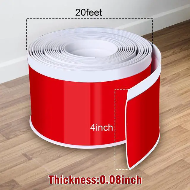 Alt view image 2 of 6 - Vinyl Baseboard Molding Trim 4 Inch x 20 Feet Peel and Stick Baseboard Trim Flexible PVC Cove Base Moulding Self-Adhesive Trim for Garage Bathroom Cabinet Floor Walls, White