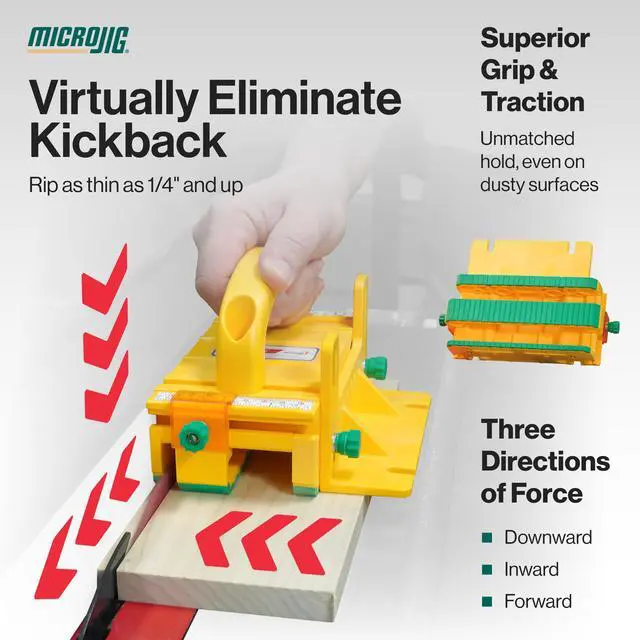 Alt view image 2 of 5 - GRR-RIPPER+ by. Includes SafeRip Kit. Fully Adjustable 3D Push Block for Table Saws, Router Tables, Band Saws, and Jointers. (SKU: GR-100+) Yellow/Green