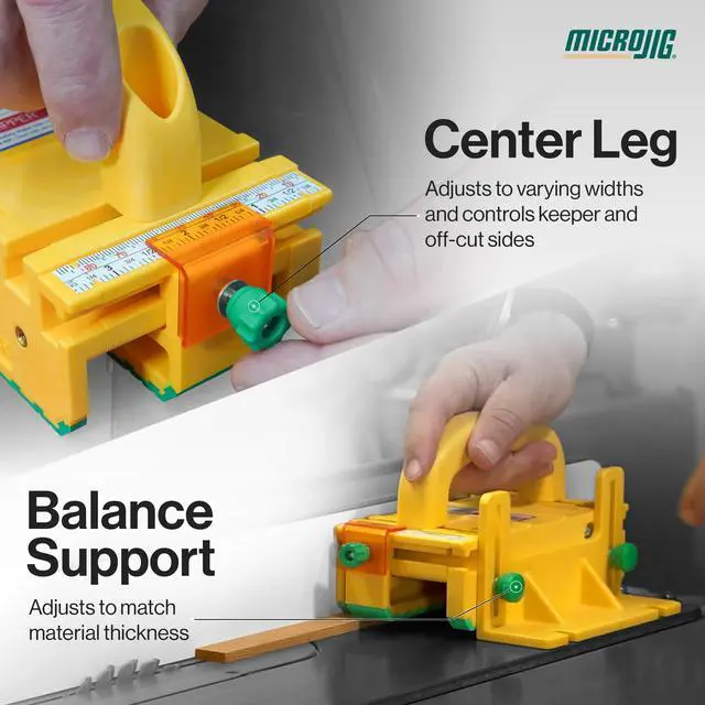 Alt view image 3 of 5 - GRR-RIPPER+ by. Includes SafeRip Kit. Fully Adjustable 3D Push Block for Table Saws, Router Tables, Band Saws, and Jointers. (SKU: GR-100+) Yellow/Green