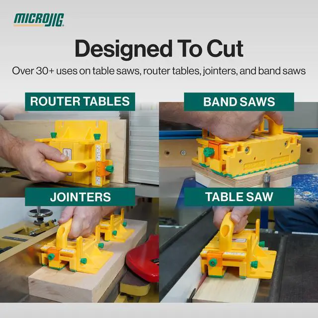 Alt view image 5 of 5 - GRR-RIPPER+ by. Includes SafeRip Kit. Fully Adjustable 3D Push Block for Table Saws, Router Tables, Band Saws, and Jointers. (SKU: GR-100+) Yellow/Green