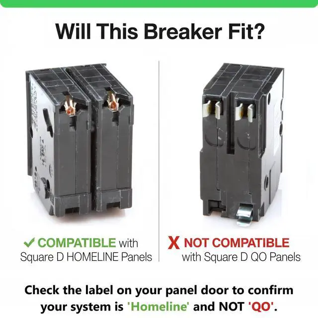 Alt view image 4 of 7 - Genuine Square D HOM250 50 Amp Double Pole Circuit Breaker Kit | UL Listed, Plug-On Replacement for Homeline Load Center Panel Box, 50A, 120/240V, 10kAIC, 50Amp, 2 Pole HOM Series, 1 Pack
