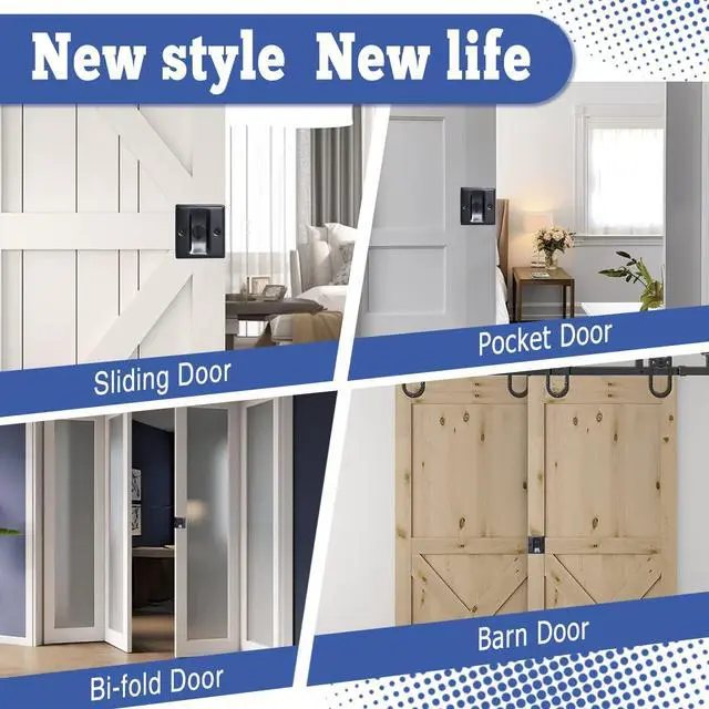 Alt view image 6 of 7 - Privacy Sliding Door Lock with Pull - Replace Old Or Damaged Pocket Locks Hardware Quickly and Easily, 2-3/4x2-1/2, for 1-3/8 Thickness Door, Black