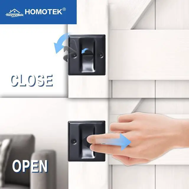 Alt view image 7 of 7 - Privacy Sliding Door Lock with Pull - Replace Old Or Damaged Pocket Locks Hardware Quickly and Easily, 2-3/4x2-1/2, for 1-3/8 Thickness Door, Black