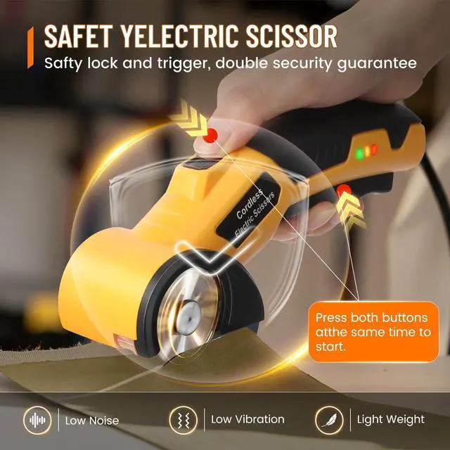 Alt view image 6 of 7 - Electric Scissors, Cardboard Cutter, With LED Light, High-Efficiency Brushless Motor, 2000mAh Battery, Tungsten Steel Blade, Suitable for Cloth, Cardboard, Carpet Wire Rope Cutters Yellow