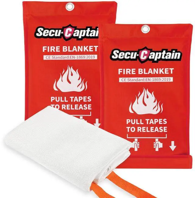 Main image of Emergency Fire Blanket for Home and Kitchen - 2 Pack 40"x40" Flame Suppression Fiberglass Fire Blankets for House Camping Car Office Warehouse Emergency Survival Safety