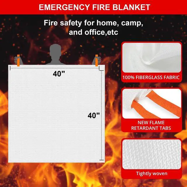 Alt view image 3 of 6 - Emergency Fire Blanket for Home and Kitchen - 2 Pack 40"x40" Flame Suppression Fiberglass Fire Blankets for House Camping Car Office Warehouse Emergency Survival Safety