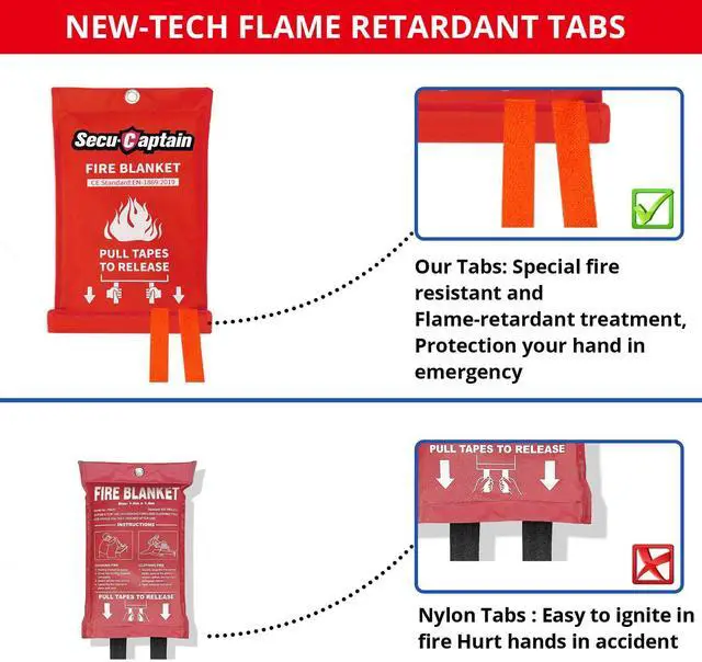 Alt view image 2 of 6 - Emergency Fire Blanket for Home and Kitchen - 2 Pack 40"x40" Flame Suppression Fiberglass Fire Blankets for House Camping Car Office Warehouse Emergency Survival Safety