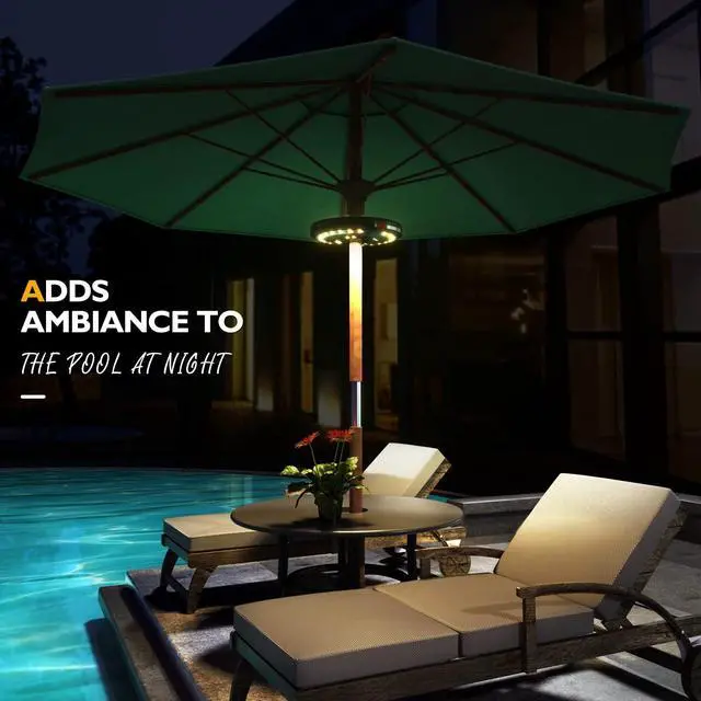 Alt view image 7 of 7 - Patio Umbrella Lights-Rechargeable Outdoor Lights for Patio Decor | Patio Table Pole Light 28 LED 3 Lighting Modes, Patio Lighting Pool Accessories, Backyard Decor, BBQ, Garden, Camping