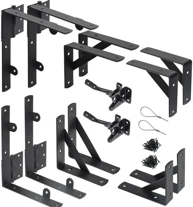 Main image of 2 Sets Anti Sag Gate Kit Heavy Duty No Sag Kit Gate Corner Brace Bracket for Wooden Fence Gate with Self-Locking Gate Latch