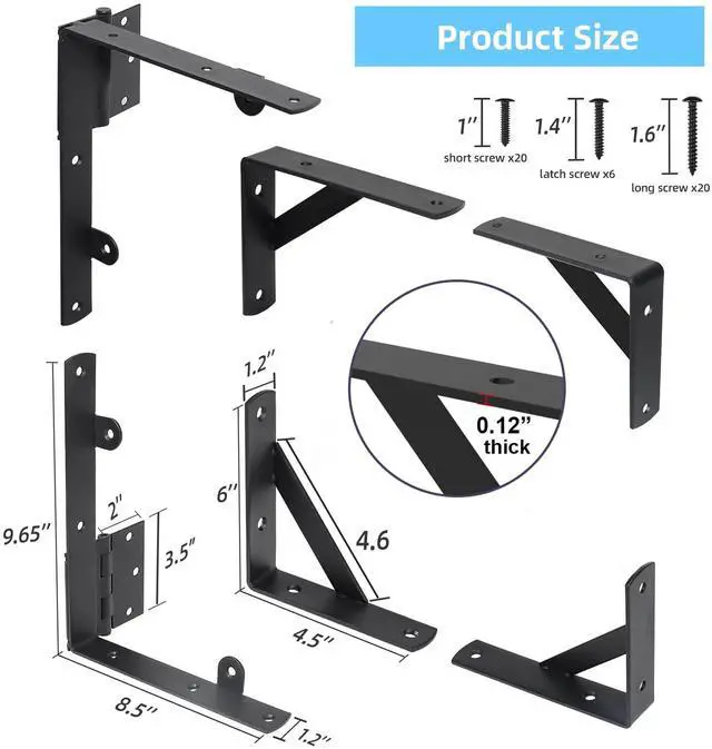 Alt view image 2 of 7 - 2 Sets Anti Sag Gate Kit Heavy Duty No Sag Kit Gate Corner Brace Bracket for Wooden Fence Gate with Self-Locking Gate Latch
