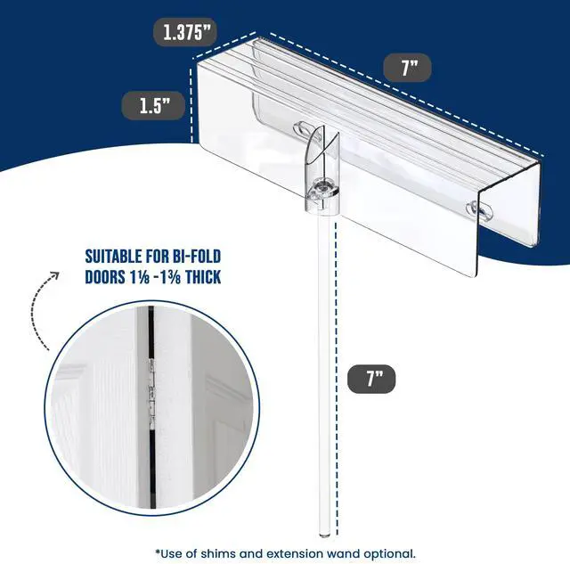 Alt view image 3 of 7 - (2- Pack) - Bi-fold Door Lock - Closet Protection Child and Pet Proof Bi-fold Door Lock - Tool-Free Installation - Unbreakable Clear Polycarbonate - for 1 3/8" Thick Wood Doors
