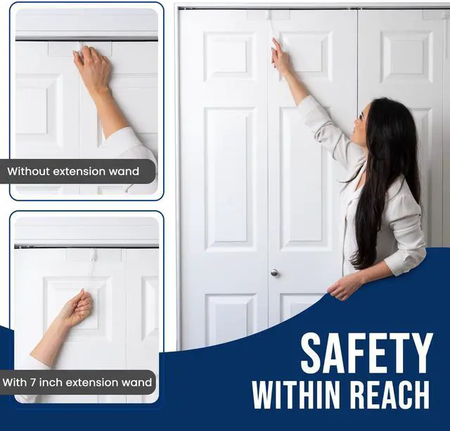 Alt view image 6 of 7 - (2- Pack) - Bi-fold Door Lock - Closet Protection Child and Pet Proof Bi-fold Door Lock - Tool-Free Installation - Unbreakable Clear Polycarbonate - for 1 3/8" Thick Wood Doors
