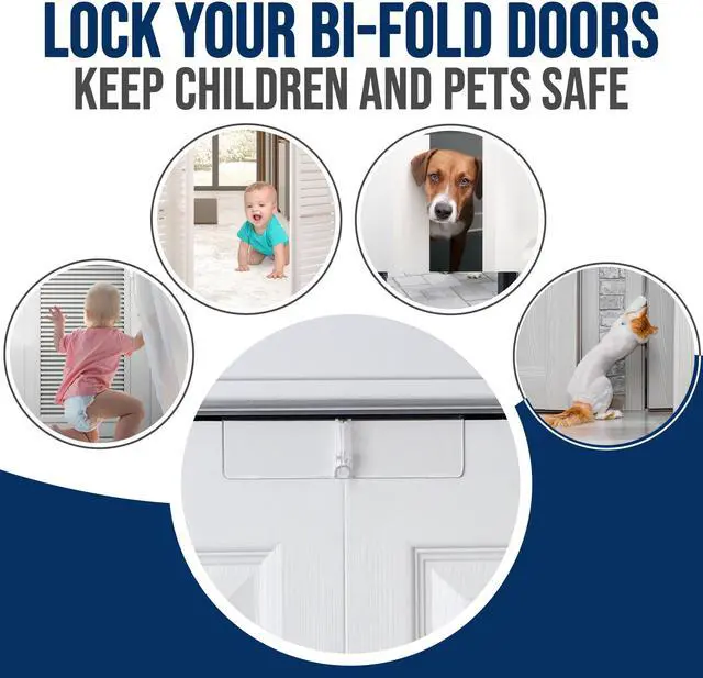 Alt view image 7 of 7 - (2- Pack) - Bi-fold Door Lock - Closet Protection Child and Pet Proof Bi-fold Door Lock - Tool-Free Installation - Unbreakable Clear Polycarbonate - for 1 3/8" Thick Wood Doors