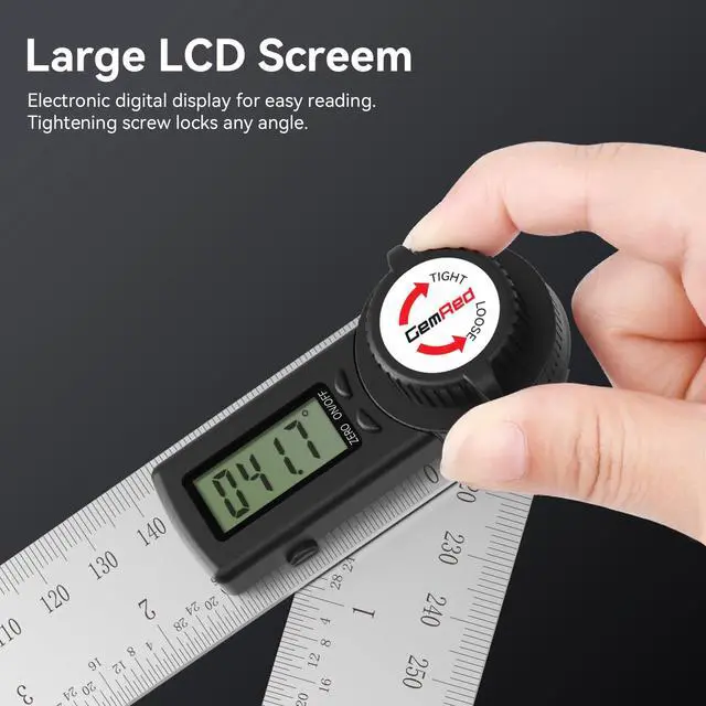 Alt view image 5 of 7 - 82305 Digital Angle Finder Protractor Stainless Steel 7inch 200mm