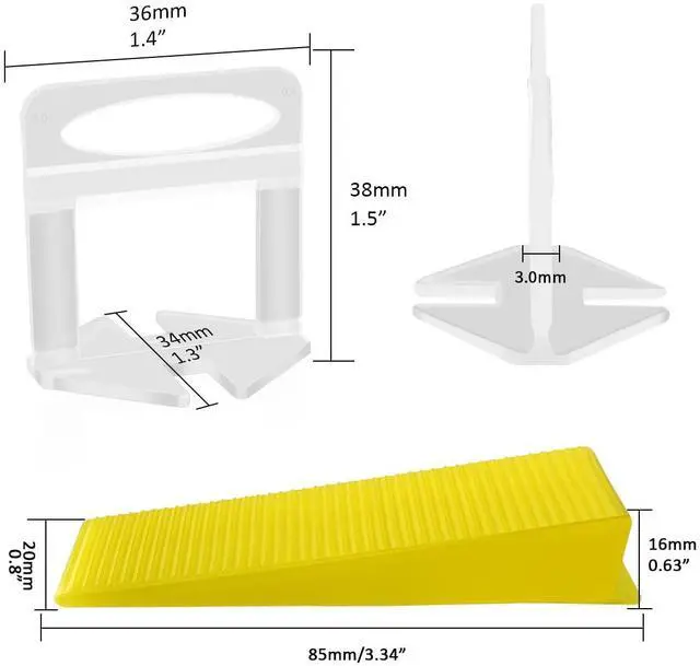 Alt view image 2 of 7 - Tile Leveling System with Plier, 300 Tile Spacers 1/8" and 100 Wedges | Tile Leveling Clips with Tile Plier, Anti Lippage Tile Leveler Spacers for Professional Ceramic Tile and Stone Installation