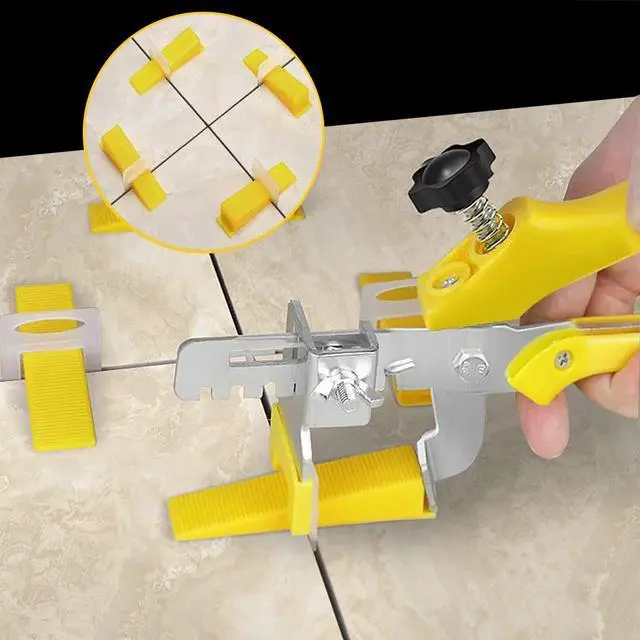 Alt view image 4 of 7 - Tile Leveling System with Plier, 300 Tile Spacers 1/8" and 100 Wedges | Tile Leveling Clips with Tile Plier, Anti Lippage Tile Leveler Spacers for Professional Ceramic Tile and Stone Installation