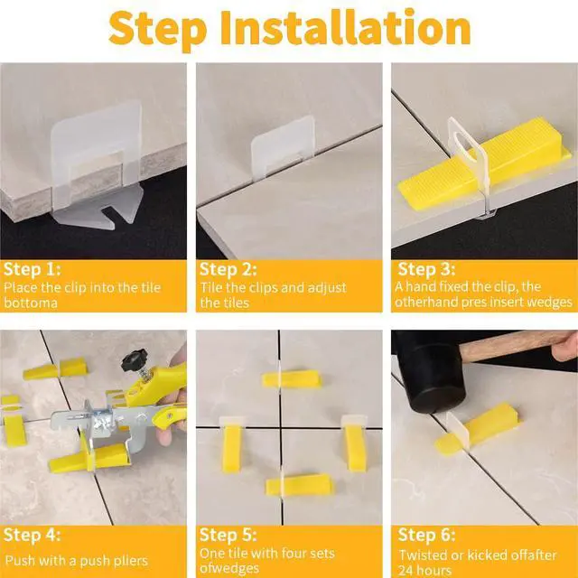 Alt view image 6 of 7 - Tile Leveling System with Plier, 300 Tile Spacers 1/8" and 100 Wedges | Tile Leveling Clips with Tile Plier, Anti Lippage Tile Leveler Spacers for Professional Ceramic Tile and Stone Installation