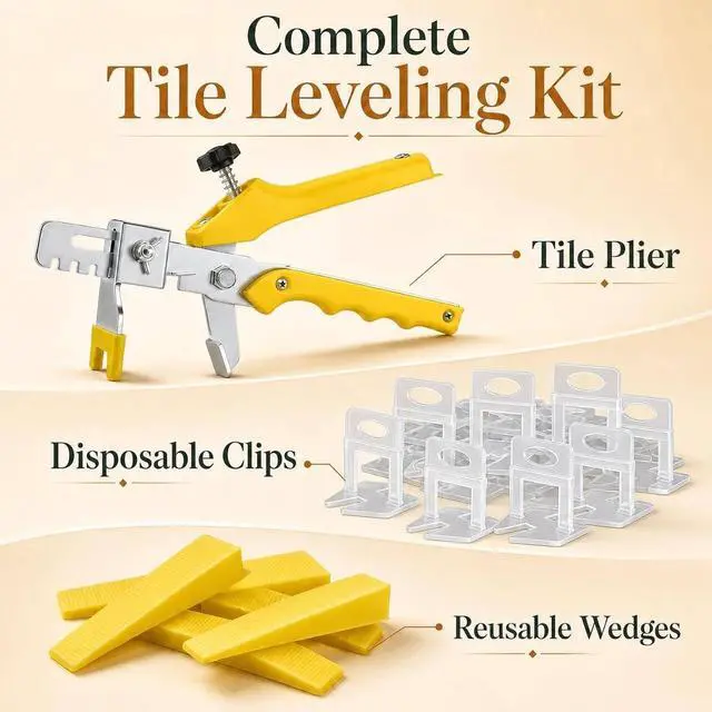 Alt view image 7 of 7 - Tile Leveling System with Plier, 300 Tile Spacers 1/8" and 100 Wedges | Tile Leveling Clips with Tile Plier, Anti Lippage Tile Leveler Spacers for Professional Ceramic Tile and Stone Installation
