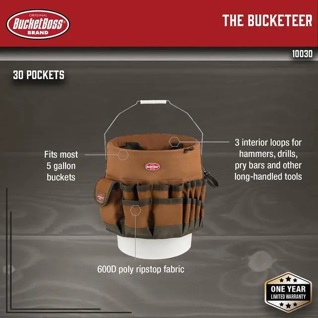Alt view image 2 of 7 - The Bucketeer Bucket Tool Organizer in Brown, 10030