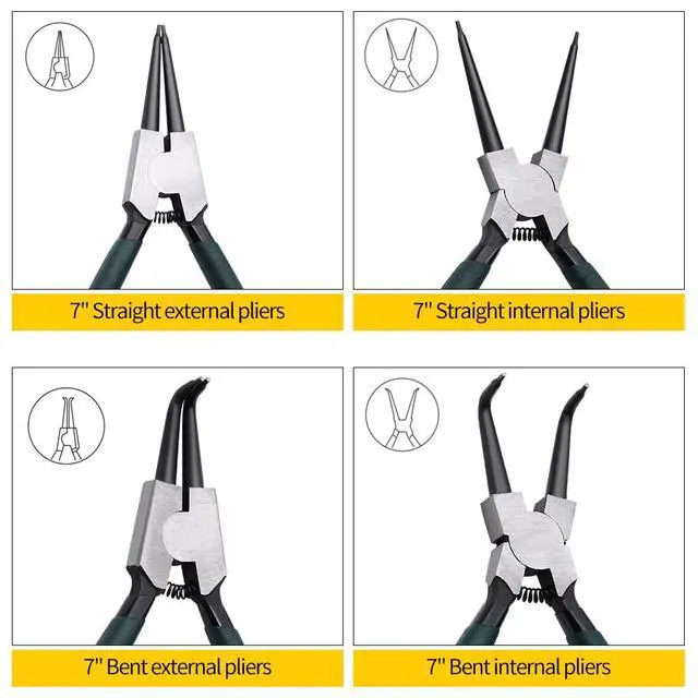 Alt view image 4 of 7 - 4pcs 7in Snap Ring Pliers, 5/64in Tips | for Ring Remover Retaining and Remove Hoses, Gaskets