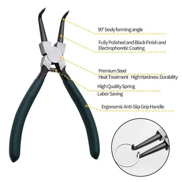 Alt view image 6 of 7 - 4pcs 7in Snap Ring Pliers, 5/64in Tips | for Ring Remover Retaining and Remove Hoses, Gaskets