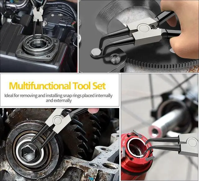 Alt view image 7 of 7 - 4pcs 7in Snap Ring Pliers, 5/64in Tips | for Ring Remover Retaining and Remove Hoses, Gaskets