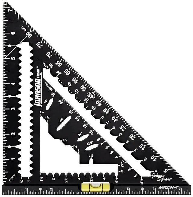 Main image of Level & Tool 1904-0700V 7-1/4" Johnny Square® MACH-1 Smart Mark Rafter Square with Level Vial, Black