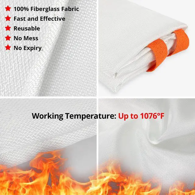 Alt view image 5 of 6 - Emergency Fire Blanket for Home and Kitchen - 2 Pack 40"x40" Flame Suppression Fiberglass Fire Blankets for House Camping Car Office Warehouse Emergency Survival Safety