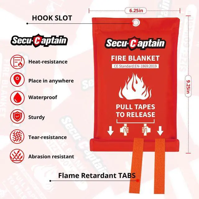 Alt view image 6 of 6 - Emergency Fire Blanket for Home and Kitchen - 2 Pack 40"x40" Flame Suppression Fiberglass Fire Blankets for House Camping Car Office Warehouse Emergency Survival Safety