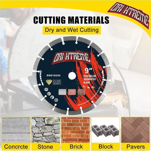 Alt view image 4 of 6 - 9 Inch Diamond Blade 2Pcs, General Purpose Segmented Blade | Dry/Wet Cutting Concrete, Masonry, Brick, Block, 7/8"-5/8" Arbor