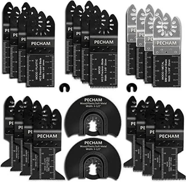 Alt view image 2 of 7 - 24PCS Universal Wood Metal Oscillating Multitool Quick Release Saw Blades Fit Porter Cable Black & Decker Rockwell Ridgid Ryobi Milwaukee Chicago Craftsman