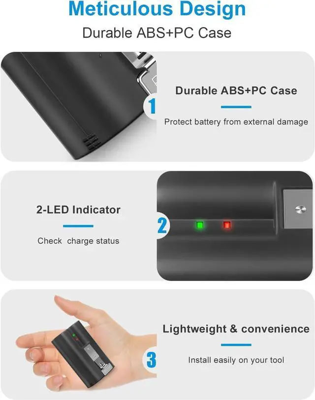 Alt view image 6 of 7 - 2Pack Replacement for Ring Battery Compatible with Ring-Doorbell-Camera 2/3/4/3plus, Stick Up Camera (2nd and 3rd Gen), Also for Spotlight Cam and Peephole Cam, Rechargeable 3.65V 6040mAh Battery