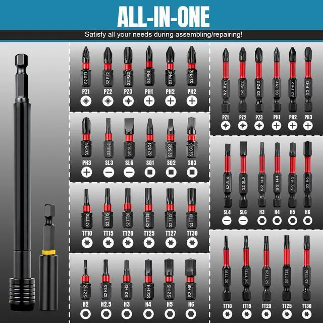 Alt view image 3 of 7 - 80PCS Magnetic Impac Nut Driver Set, Metric & SAE Socket Set, Storage Box | Wing Nut Driver, Bit Holder, Universal Sockets, Quick Release Extension, Power Bits, 1/4'' Quick Change
