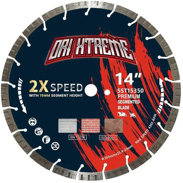 Main image of 14 Inch Diamond Saw Blade, Turbo General Purpose Segmented Blade | Dry/Wet Cutting Concrete, Reinforced Concrete, Masonry, Brick, Block, 1"-20mm Arbor