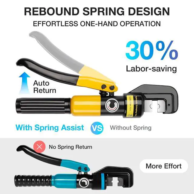 Alt view image 3 of 7 - 10-Ton Hydraulic Crimping Tool, 12 to 2/0 AWG Battery Cable Crimper | Clean, Even Hex Crimps, 9 Dies (12 AWG-2/0 AWG & 1/8") for Battery Cable Lugs, Cable Railing, Marine, RV and Solar Wiring