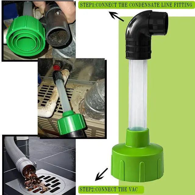 Alt view image 6 of 7 - HVAC Drain Tool AC Drain Line Unclogger Vacuum Attachment A/C Condensate Drain Line Cleaner Adapter (1 PACK)