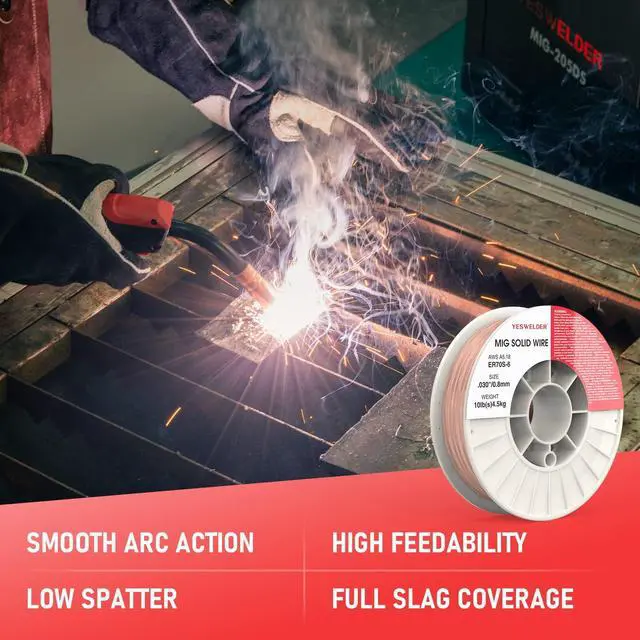 Alt view image 2 of 7 - MIG Welding Wire, ER70S-6 Solid Carbon Steel | 0.030 in, 10 lb spool with high feedability, smooth, consistent wire handling