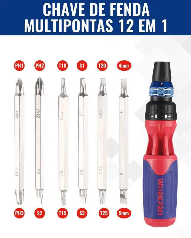 Alt view image 3 of 7 - 12-in-1 Ratcheting Multi-Bit Screwdriver Set | Quick-load Mechanism Screwdriver with Double End Bits in Handle