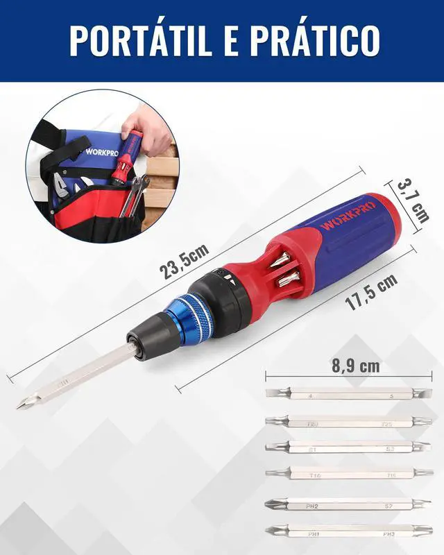 Alt view image 2 of 7 - 12-in-1 Ratcheting Multi-Bit Screwdriver Set | Quick-load Mechanism Screwdriver with Double End Bits in Handle